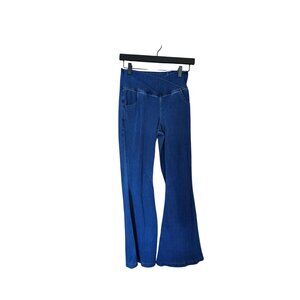 Blue Flare Denim Jeans With Cross Waist Design